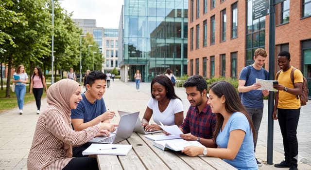 Higher-education web team designing an accessible, responsive university website on a laptop